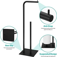 Black Freestanding Metal Toilet Paper Holder Stand
