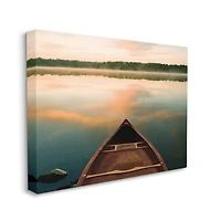 Stupell Industries Canoe on Lake Warm Sunrise Water Reflection Canvas Wall Art