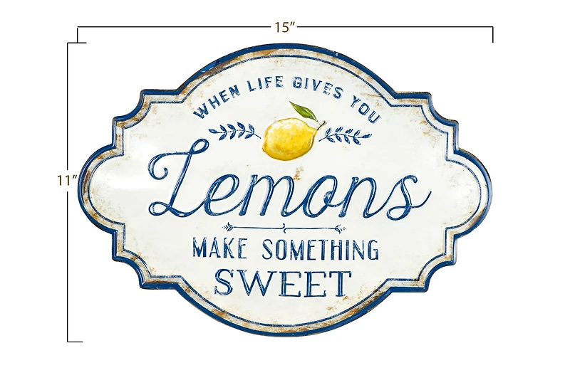 Hello Honey® 15" When Life Gives You Lemons Make Something Sweet Metal Wall Décor