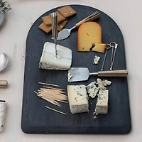 Hello Honey® 3-Piece Natural & Black Stainless Steel & Mango Wood Cheese Servers with Handles & Design