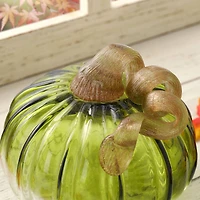 Glitzhome® Short Crackle Glass Pumpkin, Green