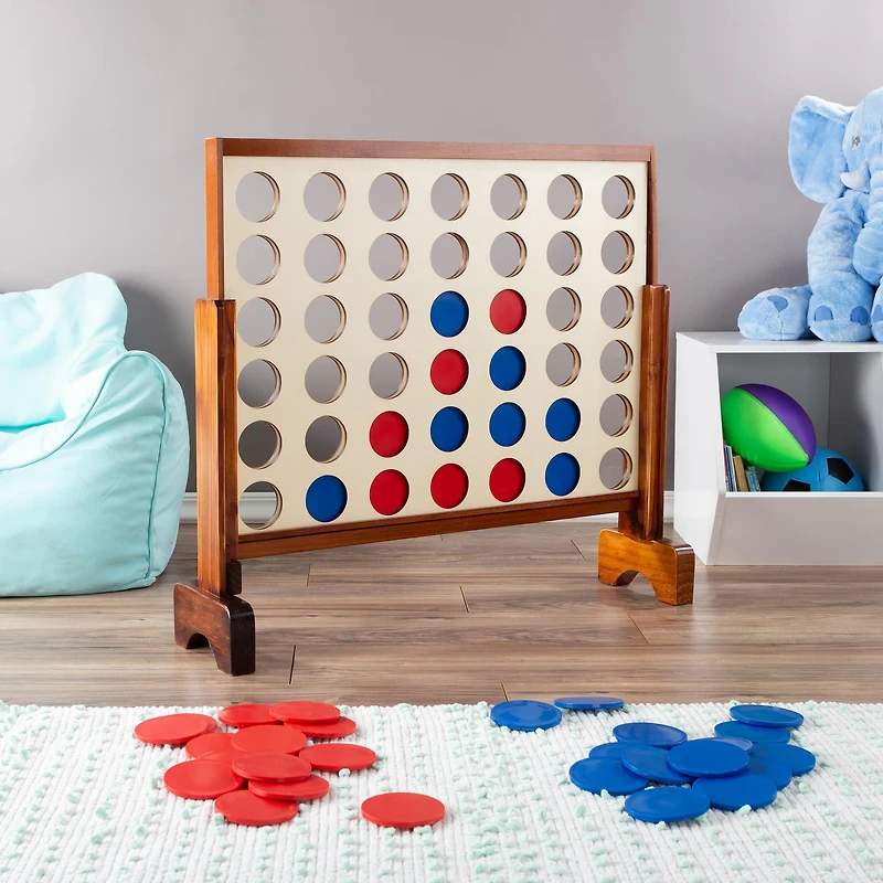 Toy Time 4-In-A-Row Giant Classic Wooden Game Set