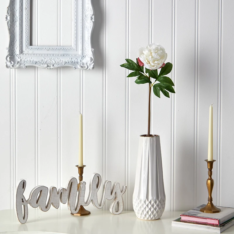 White Peony Artificial Flower Stem, 3ct.