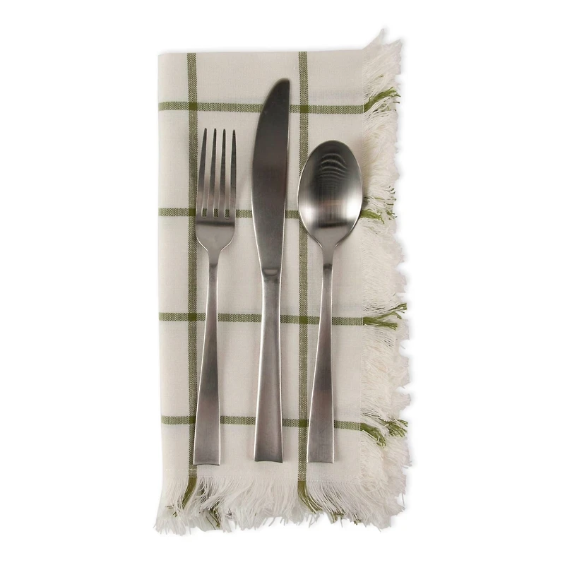 DII® Ventana Green Check Fringed Cloth Dinner Napkins, 6ct.