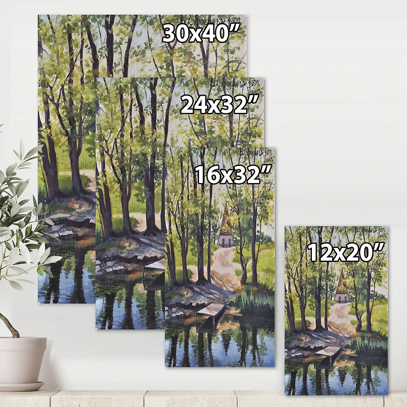 Designart - Mysterious House By The River In The Woods