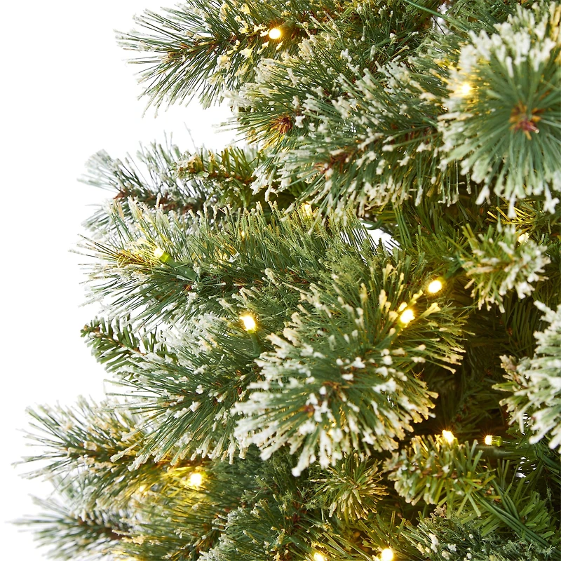7ft. Pre-Lit Wisconsin Slim Snow Tip Pine Artificial Christmas Tree with Clear LED Lights