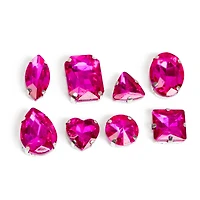 CousinDIY Silver Fuchsia Glass Sew-On Rhinestones, 48ct.