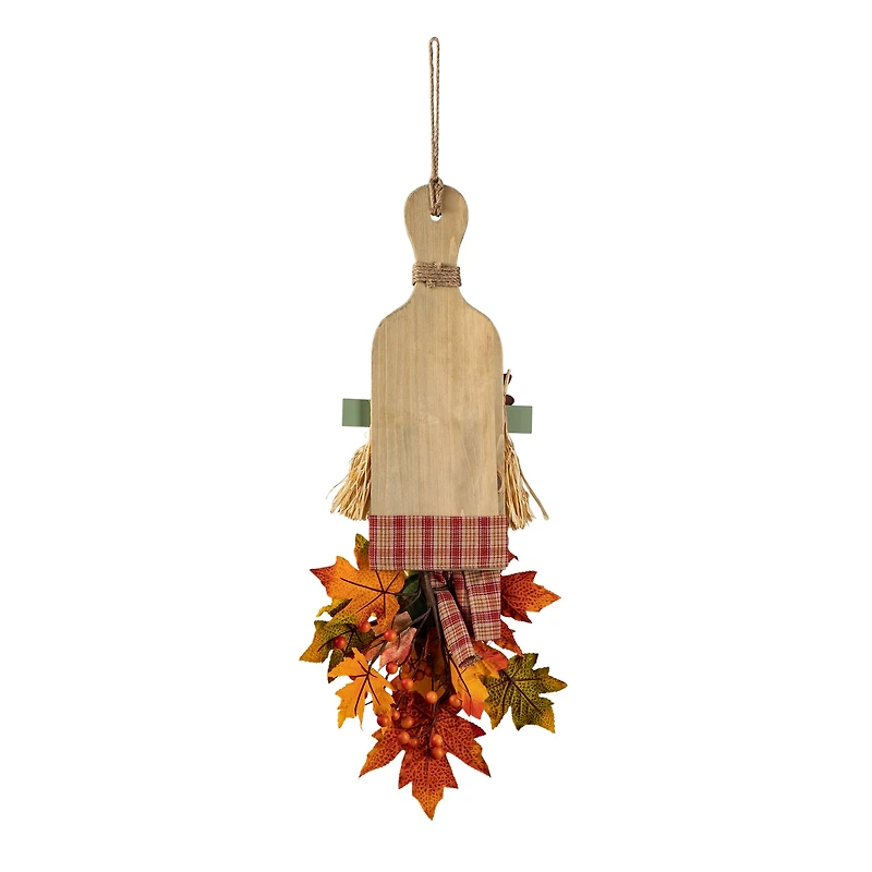 Glitzhome® 26" Fall Wood Scarecrow Floral Door Hanger
