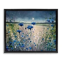 Stupell Industries Moon over Blooming Flowers Floater Framed Art