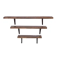 Brown Wood Industrial Wall Shelf Set