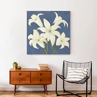Lilies on Blue Canvas Wall Art