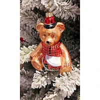 Wizardi 8.27" x 11.81" Ceramic Bear Christmas Ornament, 1pc.