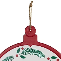 Merry and Bright Ornament Style Metal Christmas Wall Signs - 14" - Red and Green - Set of 2