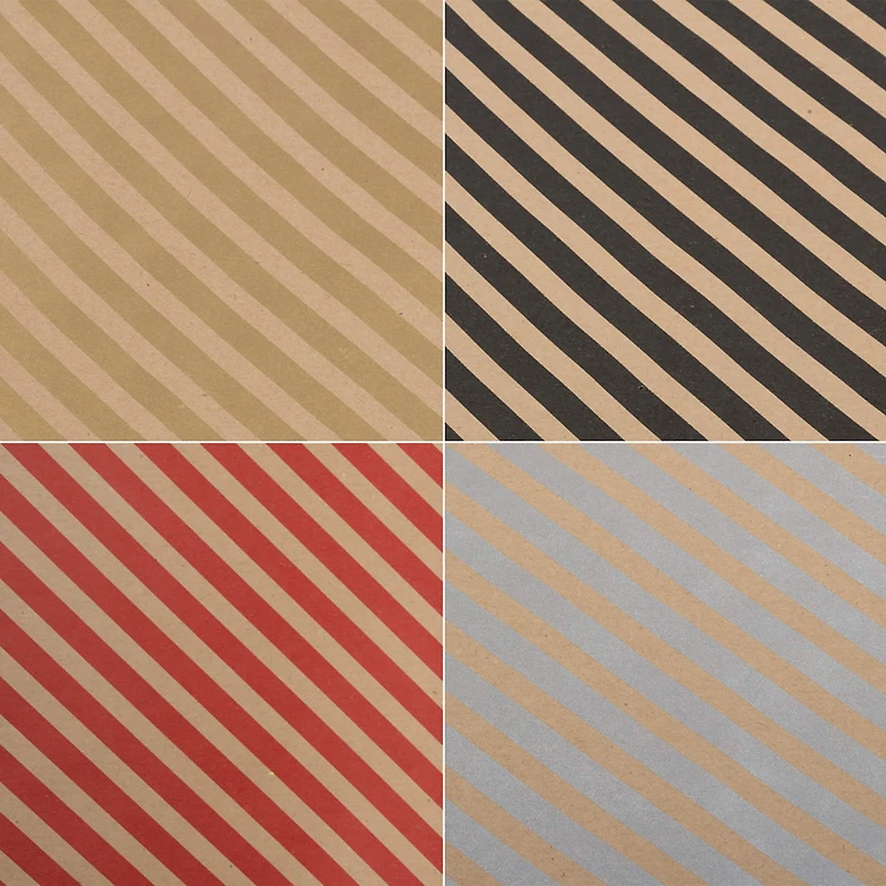 JAM Paper Assorted Kraft Stripe Gift Wrap Set, 4ct. 