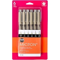 Sakura Pigma Micron Pen Set, 6-Pens, Black