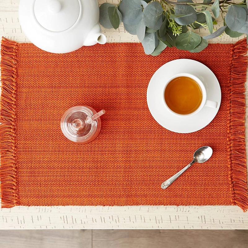 DII® Variegated Burnt Orange Fringe Placemats, 6ct.