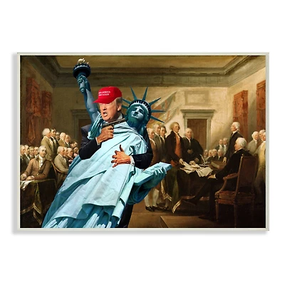 Stupell Industries Liberty Threatened and Founding Fathers American Opinion Wall Plaque Art