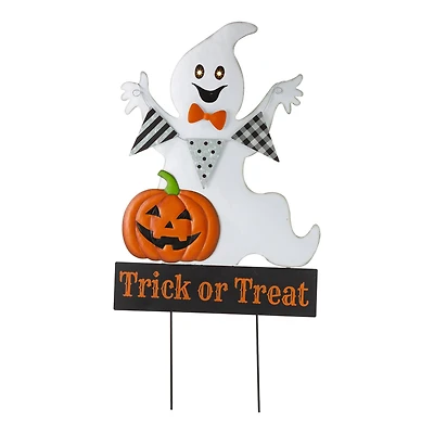 Glitzhome® 32" Lighted Metal Halloween Ghost Yard Stake