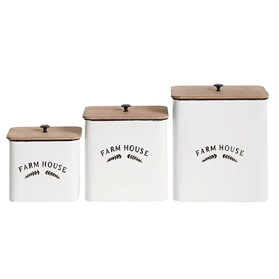 White Metal Farmhouse Canisters Set