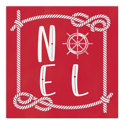 16" Red Nautical Noel Christmas Canvas Wall Décor