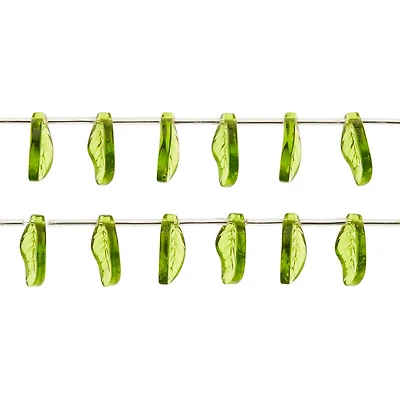 Peridot Green Glass Leaf Beads, 17mm by Bead Landing™