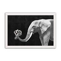 Elephant Bouquet 20" x 30" White Framed Print Under Plexiglass