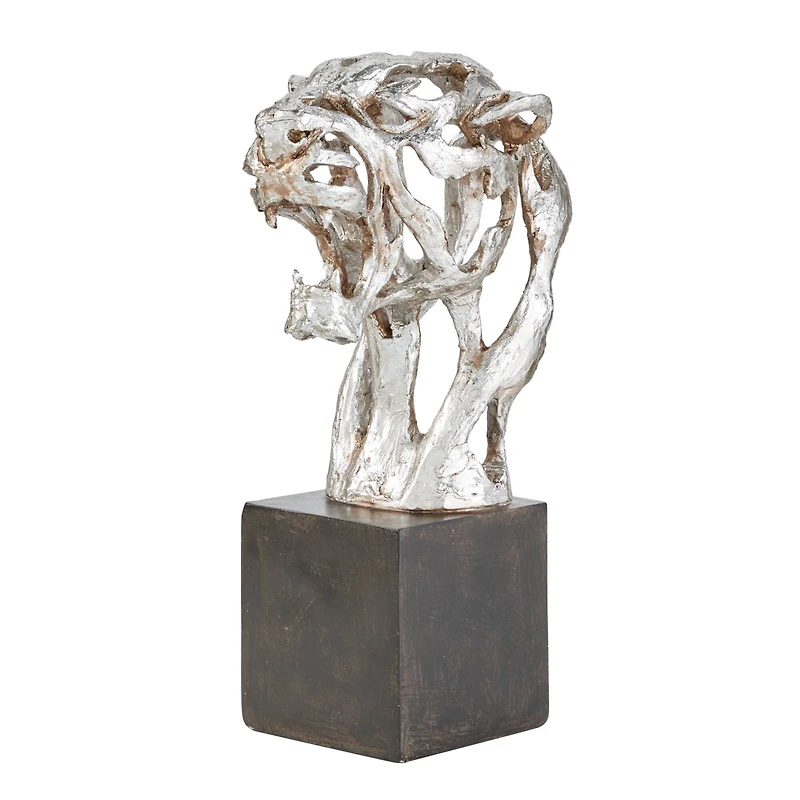 16" Silver Eclectic Leopard Sculpture