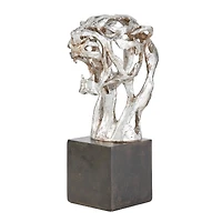 16" Silver Eclectic Leopard Sculpture
