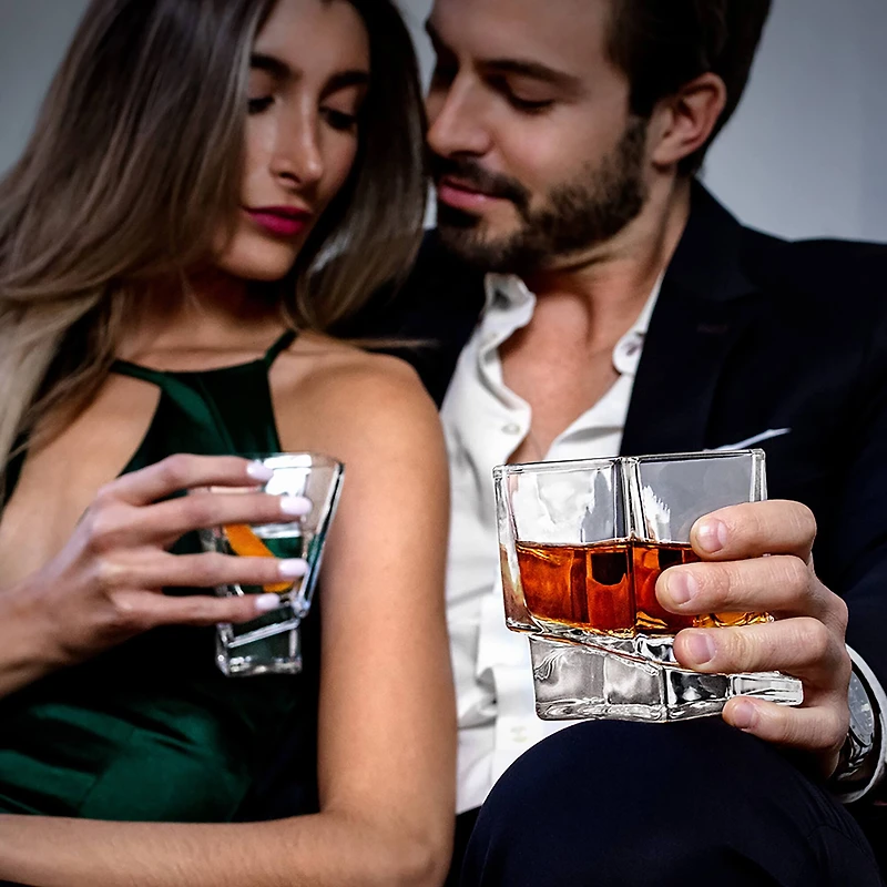 JoyJolt® Carre Square Heavy Base Crystal Martini Glasses, 4ct.