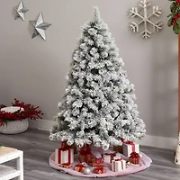 6ft. Pre-Lit Flocked Oregon Pine Artificial Christmas Tree, Clear Lights