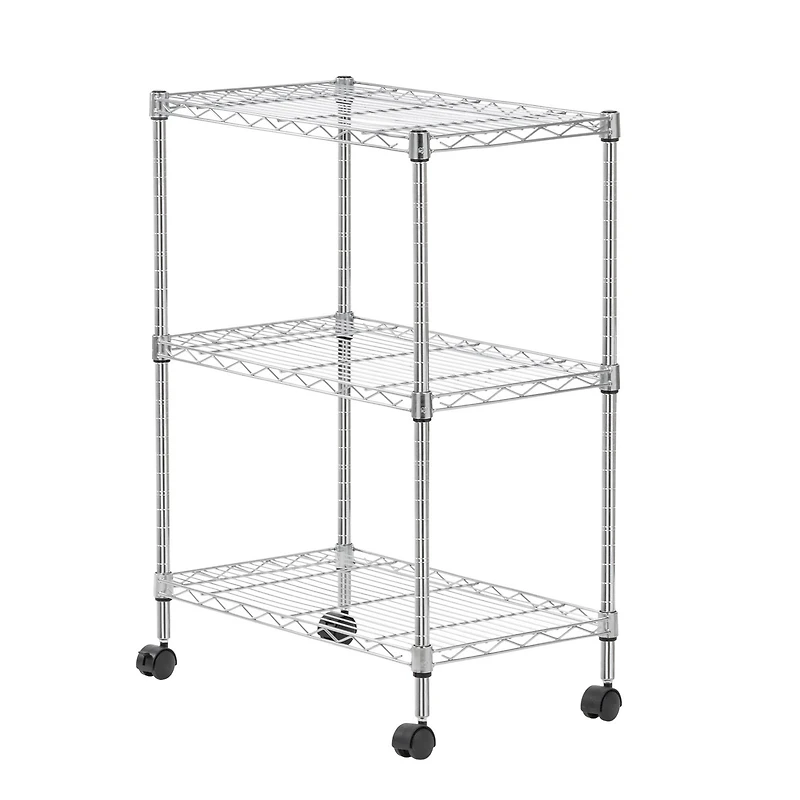 Iris® 32" Silver 3-Tier Rolling Wire Rack Shelf
