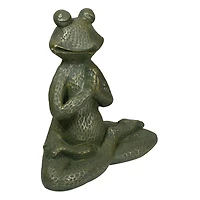 14" Gold Verdigris Yoga Frog Outdoor Garden Statue