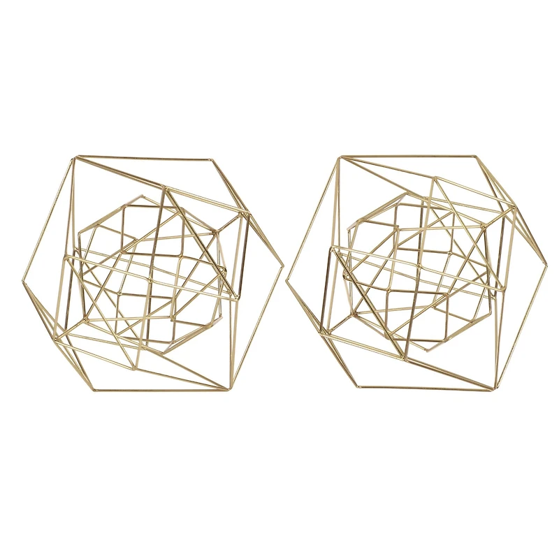 CosmoLiving by Cosmopolitan Gold Metal Modern Geometric Sculpture Set