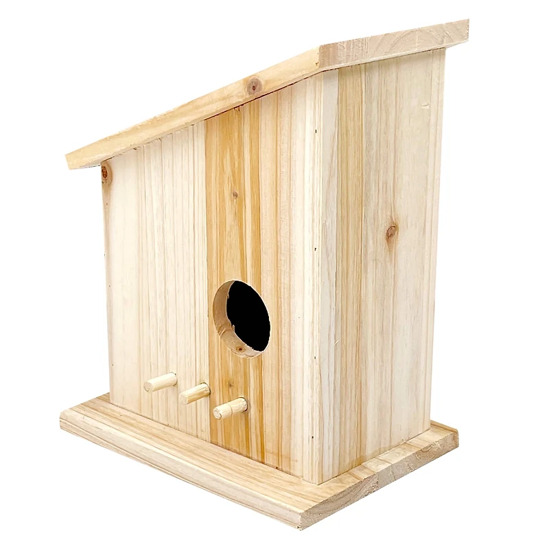 8" Unfinished Wood Modern Side Angle Birdhouse