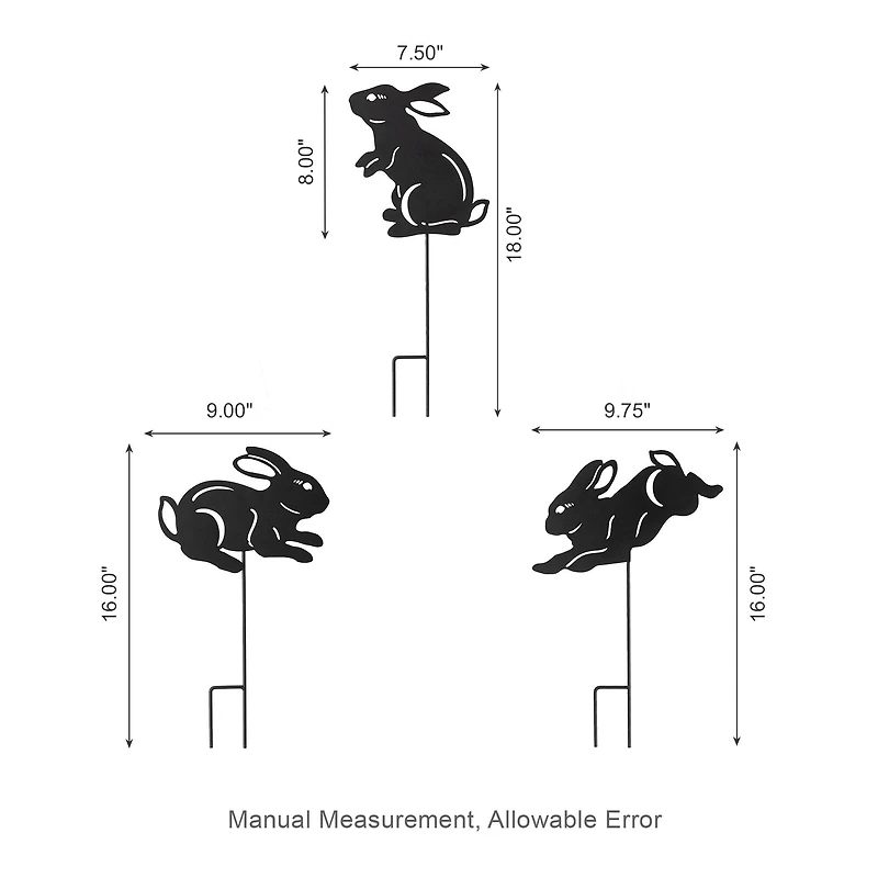 Glitzhome® 18" Black Metal Rabbit Silhouette Yard Stake Set