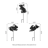 Glitzhome® 18" Black Metal Rabbit Silhouette Yard Stake Set