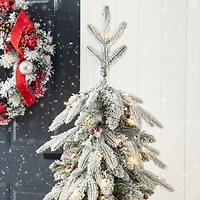 5ft. Pre-Lit Flocked Berry Fir Artificial Christmas Porch Tree in Urn, Warm White Lights
