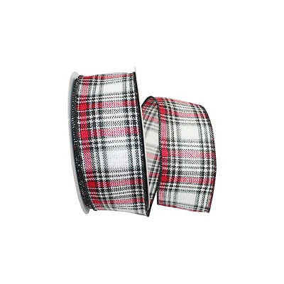 JAM Paper 2.5" x 10yd. Wired Lauren Plaid Ribbon