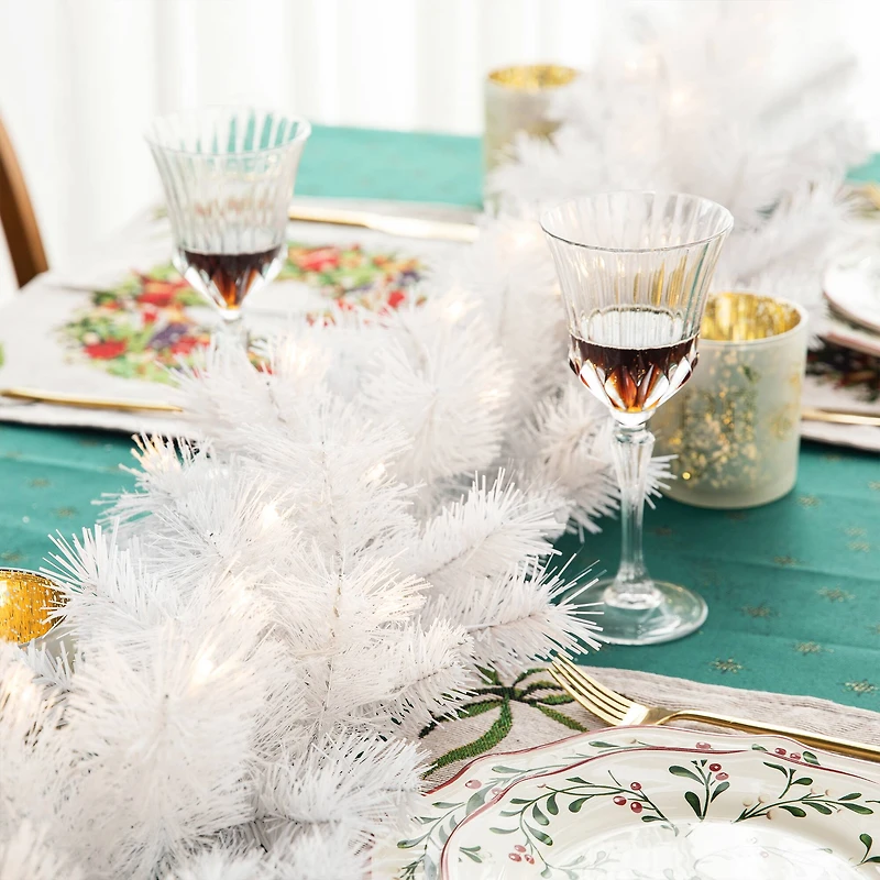 Glitzhome® 9ft. Pre-Lit White Pine Christmas Garland with LED Lights and Timer