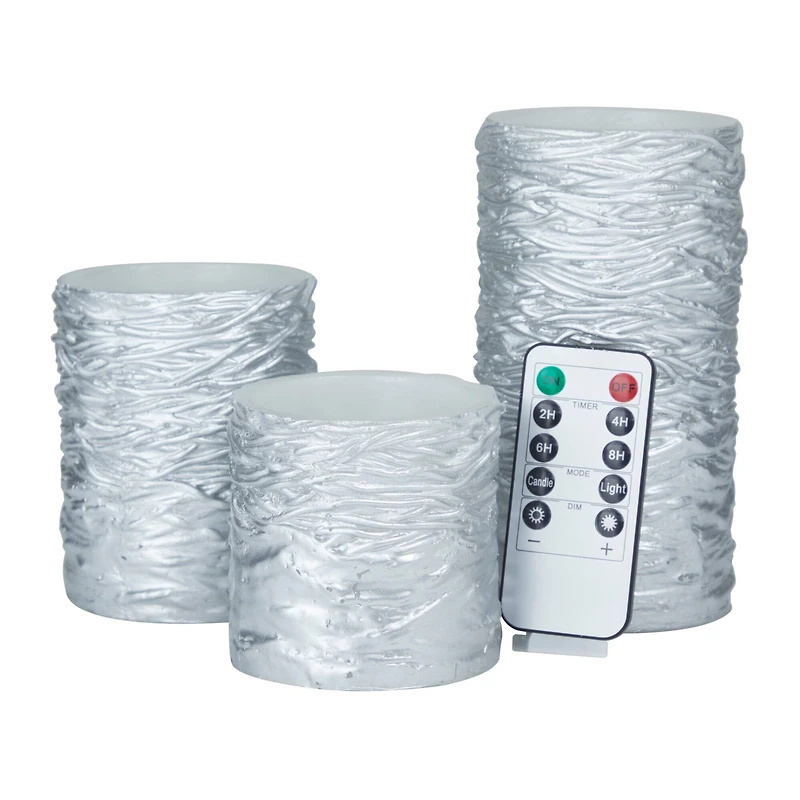 Silver Traditional Flameless Candle Set
