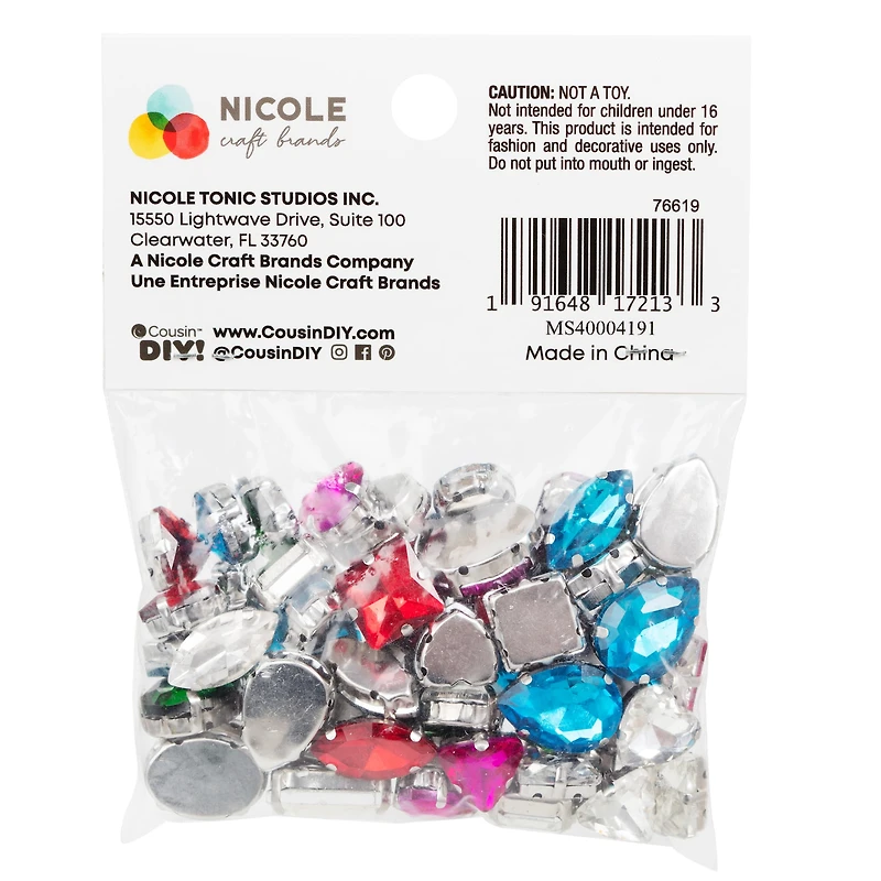 CousinDIY Silver Rainbow Glass Sew-On Rhinestones, 56ct.
