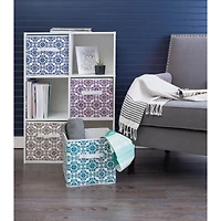 DII® 13" Teal Scroll Non-Woven Fabric Cubes, 2ct.