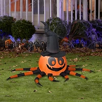 3ft. Airblown® Orange & Black Spider with Witch Hat