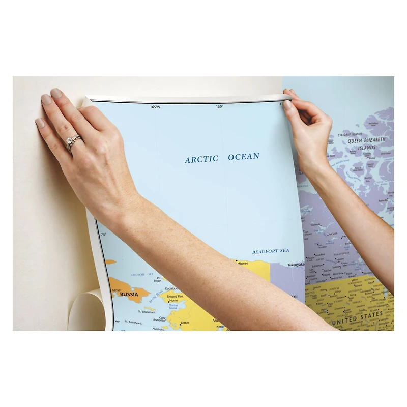 RoomMates Blue & Green World Map Educational Mural Peel & Stick Wallpaper