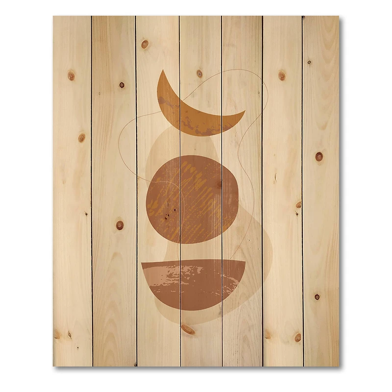 Designart - Moon and Sun Shapes In Retro Terracotta Tones I