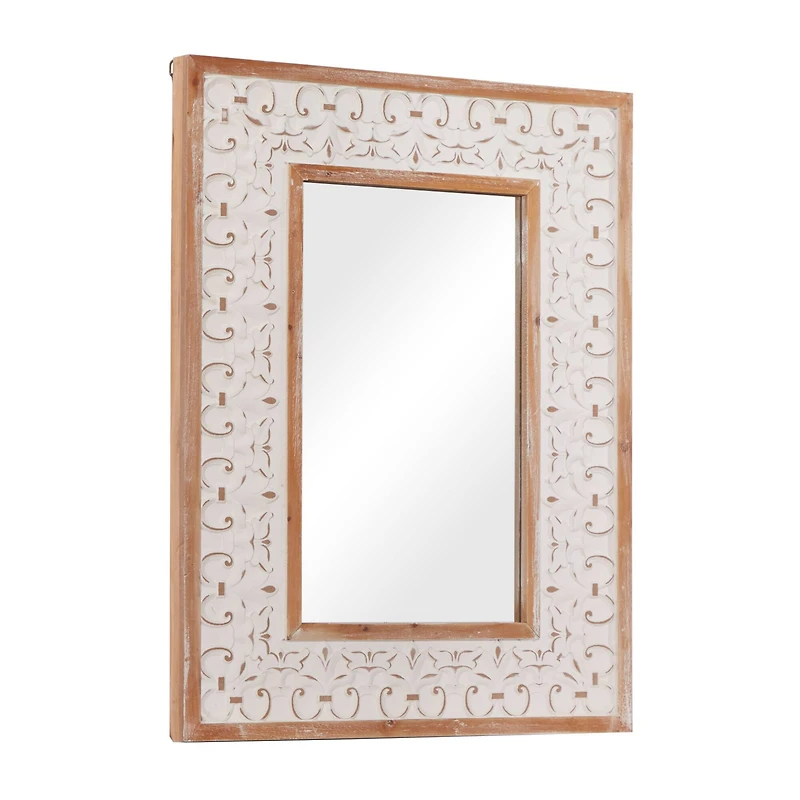 36" White Farmhouse Wood Wall Mirror