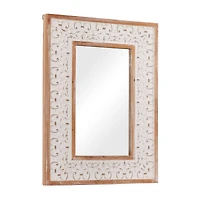 36" White Farmhouse Wood Wall Mirror