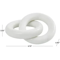 7" White Marble Geometric 2-Link Chain Sculpture