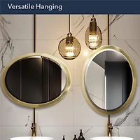Head West Oval Brushed Gold Metal Framed Bathroom Mirror