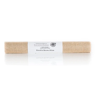 Natural Laminated Burlap Fabric Roll by Loops & Threads®